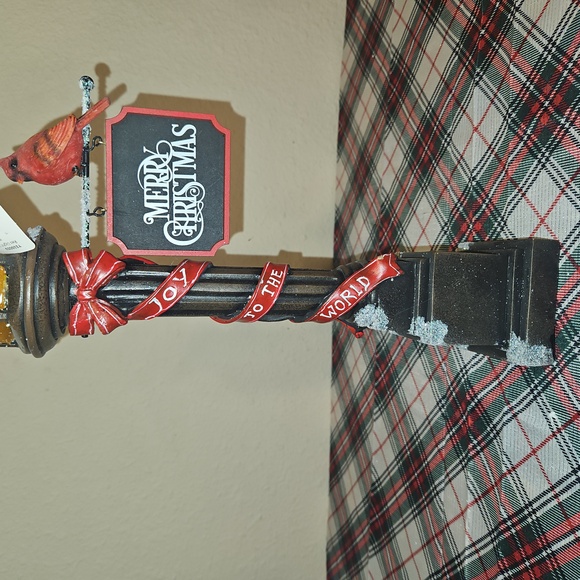 Transpac Festive Resin Light Up Merry Christmas Cardinal Lamp Post - Picture 3 of 9